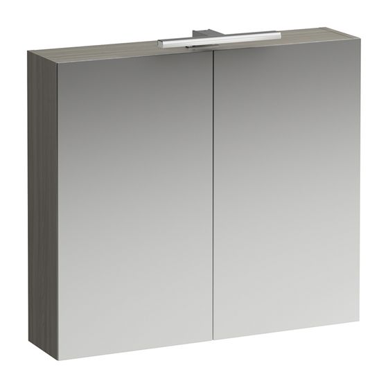 Laufen Spiegelschrank BASE, 185x800x700mm, Ulme hell, 2 Türen, LED-Beleuchtung horizontal, mit Schalter und Steckdose