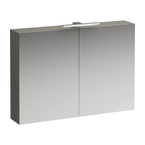 Laufen Spiegelschrank BASE, 185x1000x700mm, Ulme hell, 2 Türen, LED-Beleuchtung horizontal, mit Schalter und Steckdose