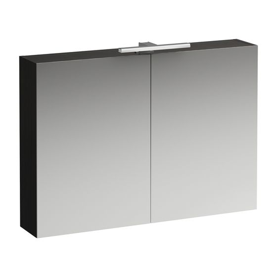 Laufen Spiegelschrank BASE, 185x1000x700mm, Ulme dunkel, 2 Türen, LED-Beleuchtung horizontal, mit Schalter und Steckdose