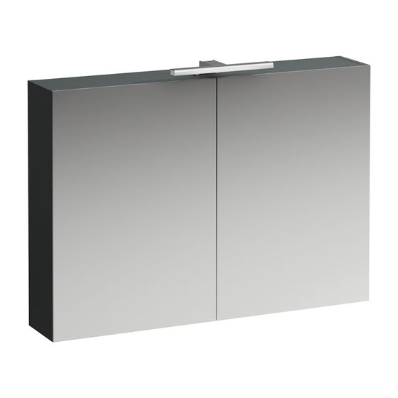Laufen Spiegelschrank BASE, 185x1000x700mm, Verkehrsgrau, 2 Türen, LED-Beleuchtung horizontal, mit Schalter und Steckdose