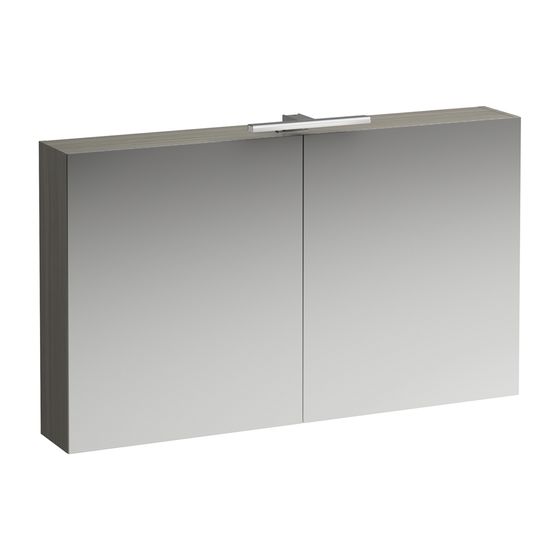 Laufen Spiegelschrank BASE, 185x1200x700mm, Ulme hell, 2 Türen, LED-Beleuchtung horizontal, mit Schalter und Steckdose