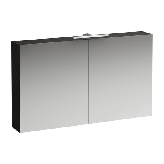 Laufen Spiegelschrank BASE, 185x1200x700mm, Ulme dunkel, 2 Türen, LED-Beleuchtung horizontal, mit Schalter und Steckdose