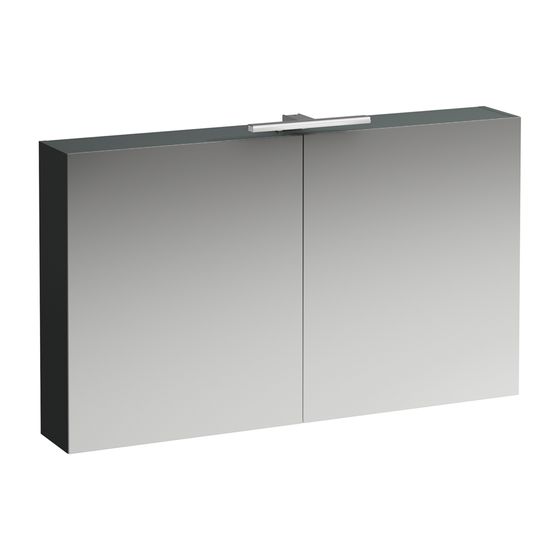 Laufen Spiegelschrank BASE, 185x1200x700mm, Verkehrsgrau, 2 Türen, LED-Beleuchtung horizontal, mit Schalter und Steckdose