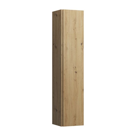 Laufen Hochschrank LANI 335x353x1650mm, Wildeiche, 1 Tür Scharnier rechts 4 Glasablagen, Griffleiste integriert Soft-Close