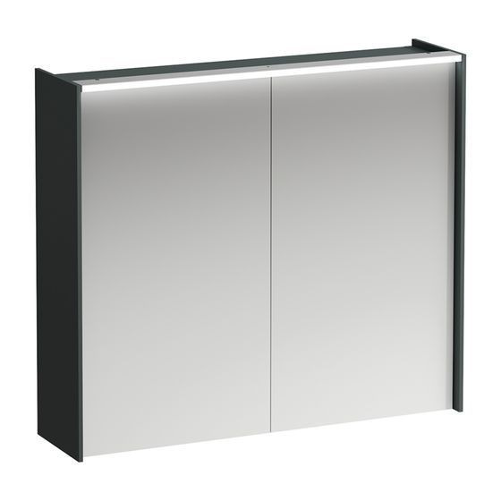 Laufen Spiegelschrank LANI, 715x820x210mm, Verkehrsgrau, 2 Türen 2 Glasfachböden, LED-Beleuchtung horizontal, mit Steckdose