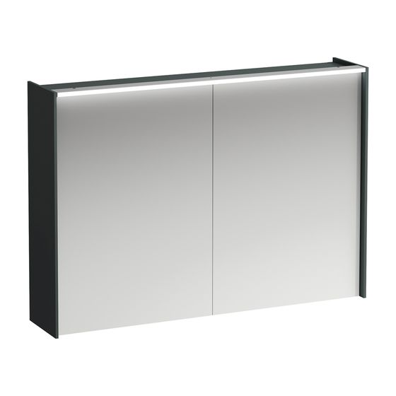 Laufen Spiegelschrank LANI, 715x1020x210mm, Verkehrsgrau, 2 Türen 2 Glasfachböden, LED-Beleuchtung horizontal, mit Steckdose