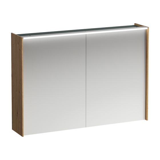 Laufen Spiegelschrank LANI, 715x1020x210mm, Wildeiche, 2 Türen 2 Glasfachböden, LED-Beleuchtung horizontal, mit Steckdose
