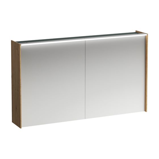 Laufen Spiegelschrank LANI, 715x1220x210mm, Wildeiche, 2 Türen 2 Glasfachböden, LED-Beleuchtung horizontal, mit Steckdose