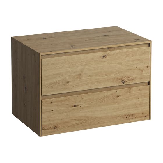 Laufen Waschtisch Unterbau u. Platte Schubladenel. LANI 493x785x527mm, Wildeiche, ohne Ausschnitt, 2 Schubladen, Abdpl. 12mm