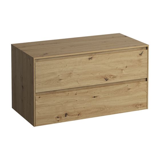 Laufen Waschtisch Unterbau u. Platte Schubladenel. LANI 493x985x527mm, Wildeiche, ohne Ausschnitt, 2 Schubladen, Abdpl. 12mm