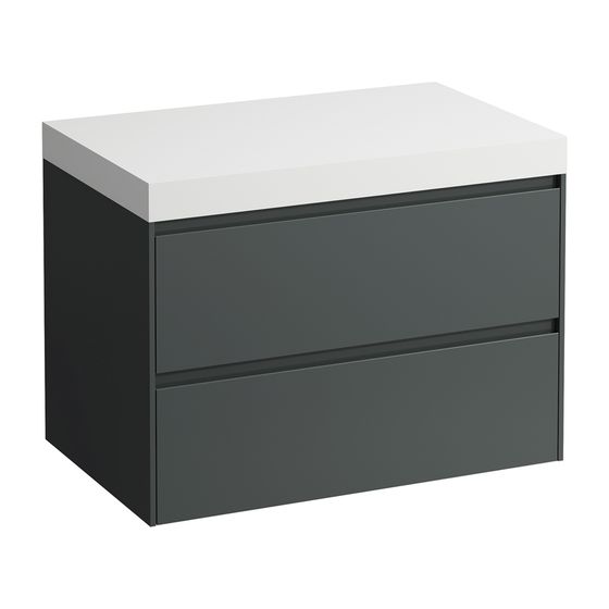 Laufen WT Unterbau u. Platte, Modular System, LANI 495x785x580mm, V.-grau, Mattweiß, ohne Aussch., 2 Schubladen