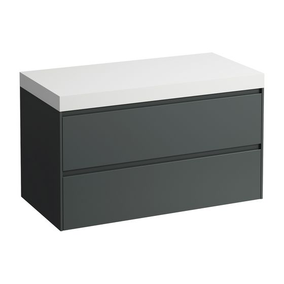 Laufen WT Unterbau u. Platte, Modular System, LANI 495x985x580mm, V.-grau, Mattweiß, ohne Aussch., 2 Schubladen