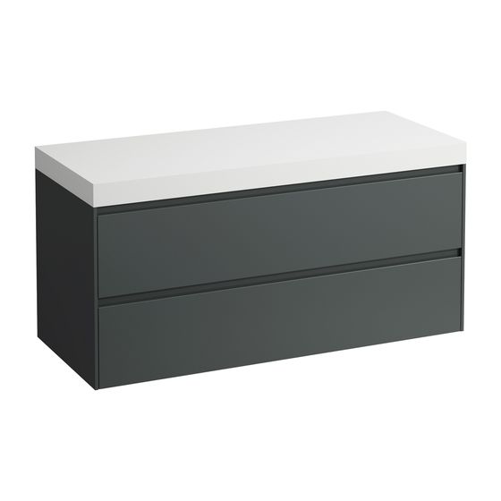 Laufen WT Unterbau u. Platte, Modular System, LANI 495x1185x580mm, V.-grau, Mattweiß, o. Aussch., 2 Schubl.