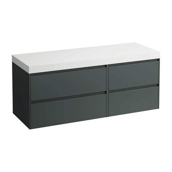 Laufen WT Unterbau u. Platte, Modular System, LANI 495x1370x580mm, V.-grau, Mattweiß, o. Aussch., 4 Schubl., 80cm L, 60cm R
