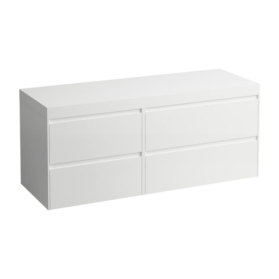 Laufen WT Unterbau u. Platte, Modular System, LANI 495x1370x580mm, Mattweiß, Mattweiß, o. Aussch., 4 Schubl., 80cm R, 60cm L