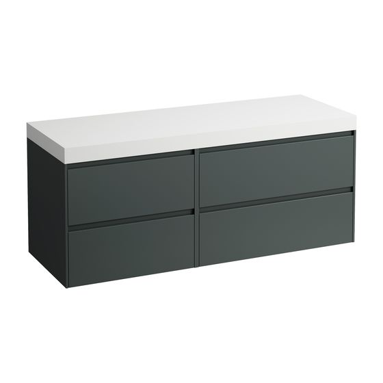 Laufen WT Unterbau u. Platte, Modular System, LANI 495x1370x580mm, V.-grau, Mattweiß, o. Aussch., 4 Schubl., 80cm R, 60cm L