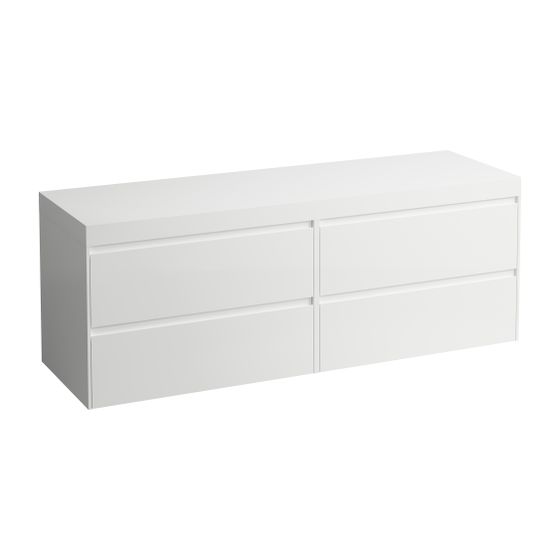 Laufen WT Unterbau u. Platte, Modular System, LANI 495x1570x580mm, Specialc., Mattweiß, o. Aussch., 4 Schubl., 80cm L/R