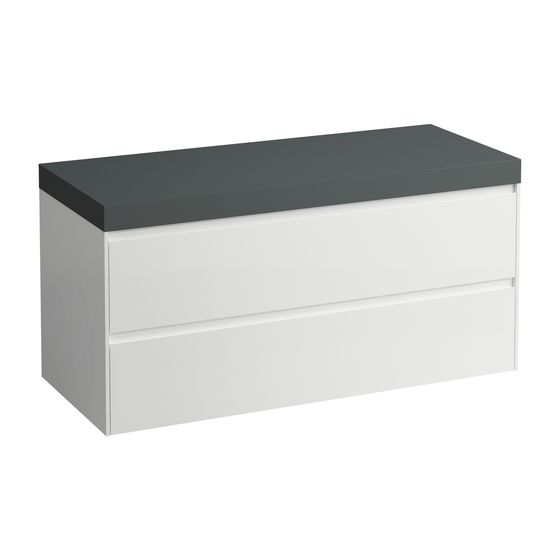 Laufen WT Unterbau u. Platte, Modular System, LANI 495x1185x580mm, V.-grau, glänzend Weiß, o. Aussch., 2 Schubl.