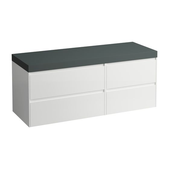 Laufen WT Unterbau u. Platte, Modular System, LANI 495x1370x580mm, V.-grau, Multic., o. Aussch., 4 Schubl., 80cm L, 60cm R