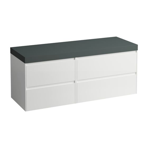 Laufen WT Unterbau u. Platte, Modular System, LANI 495x1370x580mm, V.-grau, Multic., o. Aussch., 4 Schubl., 80cm R, 60cm L