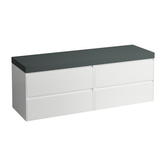 Laufen WT Unterbau u. Platte, Modular System, LANI 495x1570x580mm, Specialc., V.-grau, o. Aussch., 4 Schubl., 80cm L/R