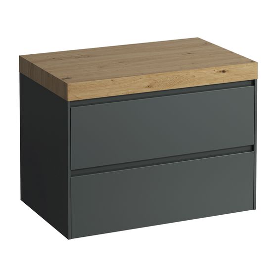 Laufen WT Unterbau u. Platte, Modular System, LANI 495x785x580mm, Wildeiche, V.-grau, o. Aussch., 2 Schubladen