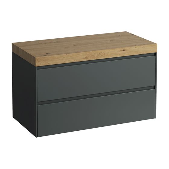 Laufen WT Unterbau u. Platte, Modular System, LANI 495x985x580mm, Wildeiche, V.-grau, o. Aussch., 2 Schubladen