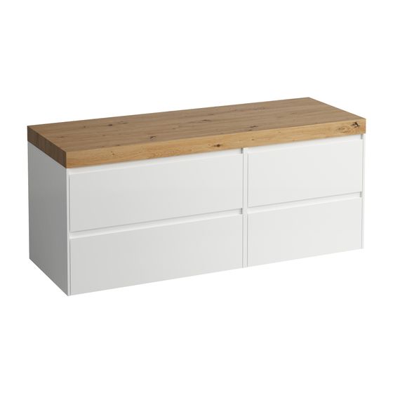 Laufen WT Unterbau u. Platte, Modular System, LANI 495x1370x580mm, Wildeiche, Mattweiß, ohne Aussch., 4 Schubl., 80cm L, 60cm R