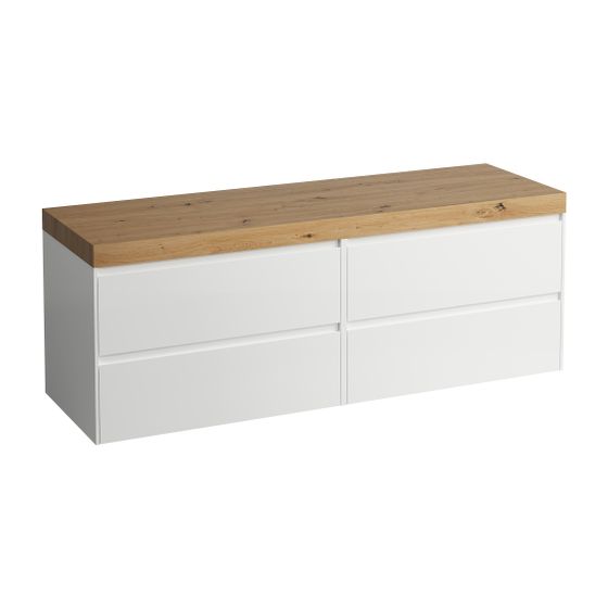 Laufen WT Unterbau u. Platte, Modular System, LANI 495x1570x580mm, Wildeiche, Multic., o. Aussch., 4 Schubl., 80cm L/R
