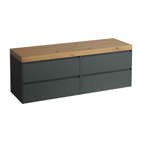 Laufen WT Unterbau u. Platte, Modular System, LANI 495x1570x580mm, Wildeiche, V.-grau, o. Aussch., 4 Schubl., 80cm L/R