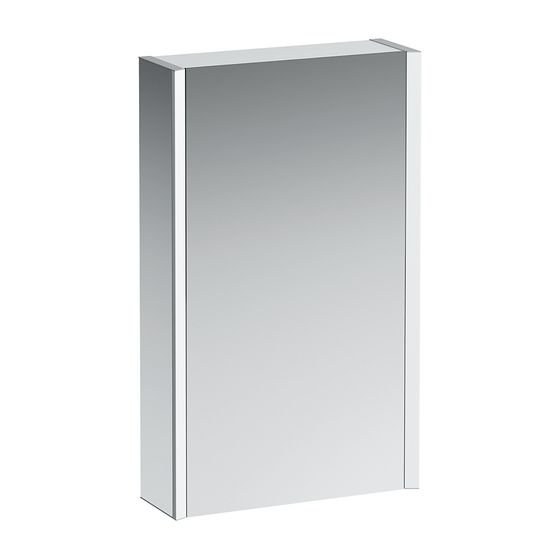 Laufen Spiegelschrank Frame 25, 750x450mm, Weiß, LED-Beleuchtung vertikal, Sensor-Schalter mit Steckdose 1 Tür Scharnier links