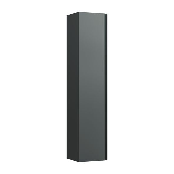Laufen Hochschrank, MEDA, 335x353x1650mm, Verkehrsgrau, 1 Tür, Scharnier links, 4 Glasabl., Griffleiste integriert, Soft-Close
