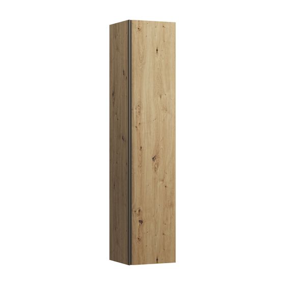 Laufen Hochschrank, MEDA, 335x353x1650mm, Wildeiche, 1 Tür, Scharnier rechts, 4 Glasablagen, Griffleiste integriert, Soft-Close