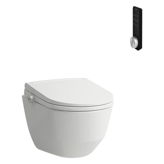 Laufen Dusch-Tiefspül-WC wandhängend Cleanet Pro 530x370x425mm, spülrandlos, mit Fernbedienung, beheizter Sitz, Weiß