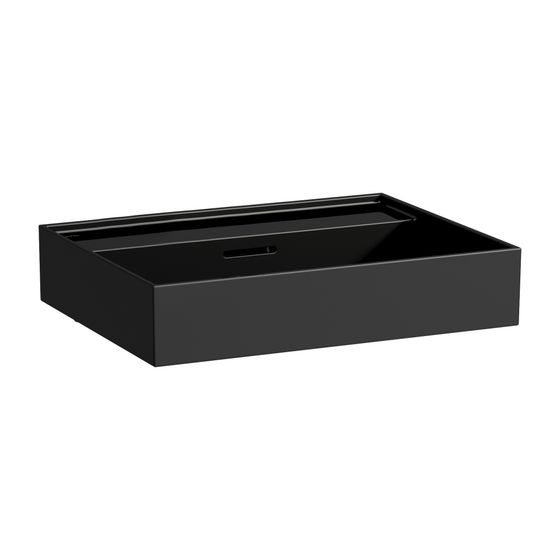 Laufen Waschtisch Kartell 460x600x145mm, glänzend Schwarz, ohne Hahnloch, mit Überlauf