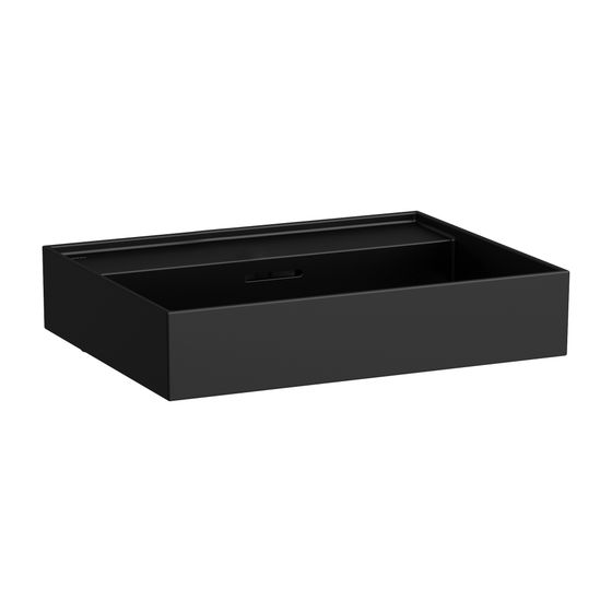 Laufen Waschtisch Kartell 460x600x145mm, Mattschwarz, ohne Hahnloch, mit Überlauf