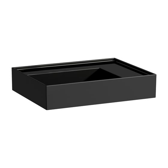 Laufen Aufsatzwaschtisch Kartell 460x600x150mm, glänzend Schwarz, ohne Hahnloch/Überlauf Ablage rechts