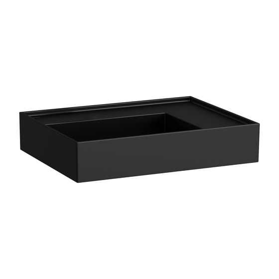 Laufen Aufsatzwaschtisch Kartell 460x600x150mm, Mattschwarz, ohne Hahnloch/Überlauf Ablage rechts