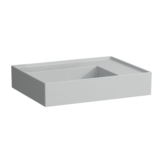 Laufen Aufsatzwaschtisch Kartell 460x460x120mm, Mattgrau, ohne Hahnloch/Überlauf Ablage rechts