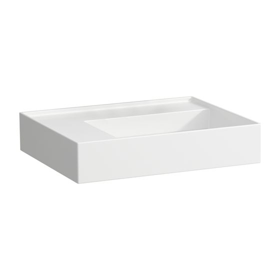 Laufen Aufsatzwaschtisch Kartell 460x600x150mm, Weiß LCC, ohne Hahnloch/Überlauf Ablage links