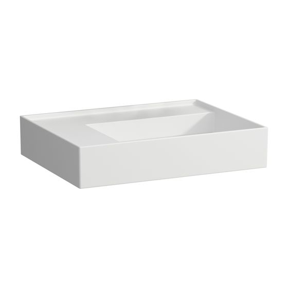 Laufen Aufsatzwaschtisch Kartell 460x600x150mm, Mattweiß, ohne Hahnloch/Überlauf Ablage links