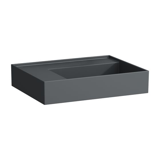 Laufen Aufsatzwaschtisch Kartell 460x600x150mm, Mattgraphit, ohne Hahnloch/Überlauf Ablage links
