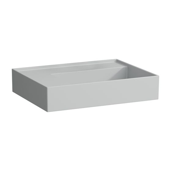 Laufen Aufsatzwaschtisch Kartell 460x600x150mm, Mattgrau, ohne Hahnloch/Überlauf Ablage links
