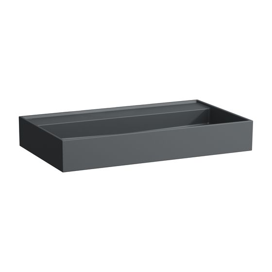 Laufen Waschtisch Kartell 460x800x145mm, Mattgraphit, ohne Hahnloch/Überlauf, Kanal unten geschlossen