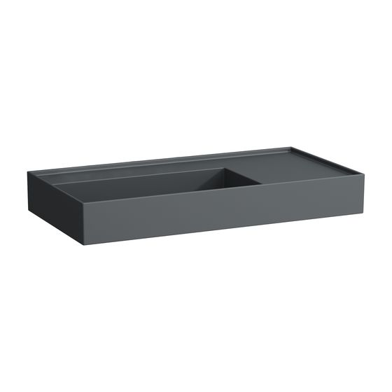 Laufen Aufsatzwaschtisch Kartell 460x900x150mm, Mattgraphit, ohne Hahnloch/Überlauf Ablage rechts