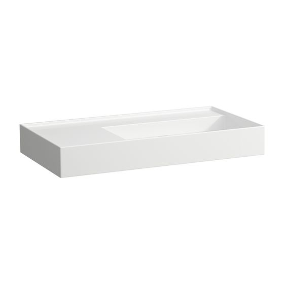 Laufen Aufsatzwaschtisch Kartell 460x900x150mm, Weiß LCC, ohne Hahnloch/Überlauf Ablage links