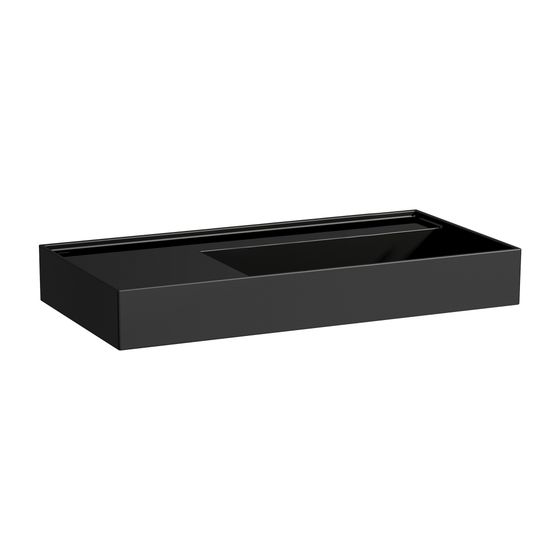 Laufen Aufsatzwaschtisch Kartell 460x900x150mm, glänzend Schwarz, ohne Hahnloch/Überlauf Ablage links