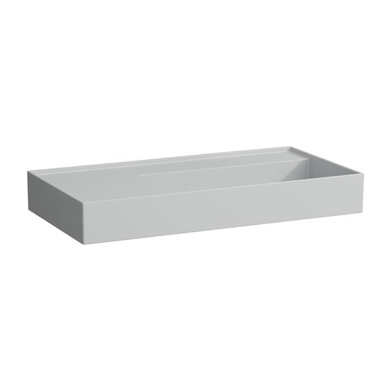 Laufen Waschtisch Kartell 460x900x150mm, Mattgrau, ohne Hahnloch/Überlauf, Ablauf versteckt, Ablage links
