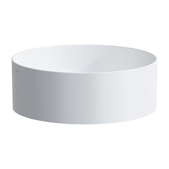 Laufen Waschtisch-Schale Living Saphirkeramik 380x380x130mm, Mattweiß, rund, ohne Hahnloch/Überlauf
