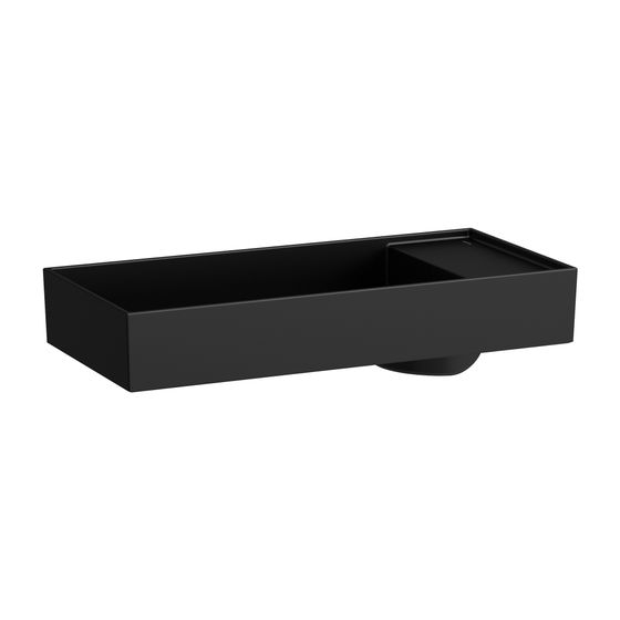 Laufen Waschtisch-Schale Kartell 350x750x150mm, Mattschwarz, ohne Hahnloch/Überlauf Armaturenbank rechts